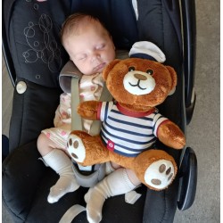 Teddybeer met gestreept T-shirt