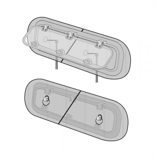 Waterline verduistering met ventilatie voor patrijspoort large 300x700mm Waterline verduistering met ventilatie voor patrijspoort large 300x700mm