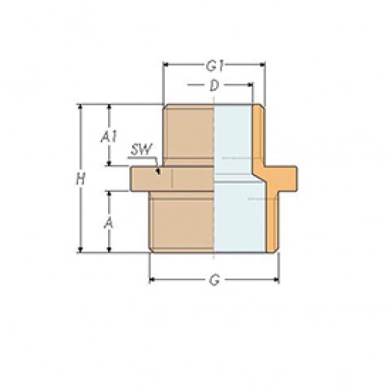 Guidi Verloopnippel 1  x3-4  buiten-buiten Guidi Verloopnippel 1  x3-4  buiten-buiten
