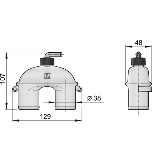 Beluchter met 38mm slang Beluchter met 38mm slang
