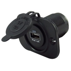 USB stopcontact enkel 2.4A zwart met flush frame USB stopcontact enkel 2.4A zwart met flush frame