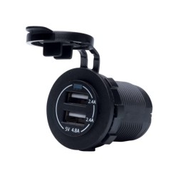 USB stopcontact dubbel 3.4A zwart met flush frame USB stopcontact dubbel 3.4A zwart met flush frame
