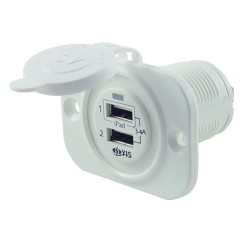 USB stopcontact dubbel 3.4A wit met flush frame USB stopcontact dubbel 3.4A wit met flush frame