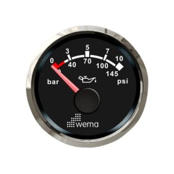 Silver serie oliedruk 10 bar meter NMEA2000 zwart