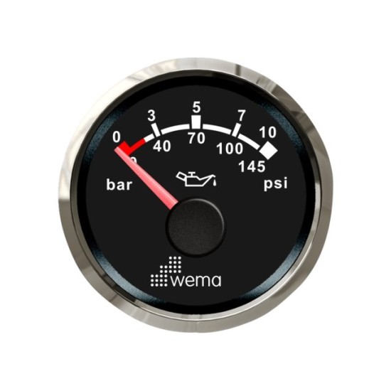 Silver serie oliedruk 10 bar meter NMEA2000 zwart