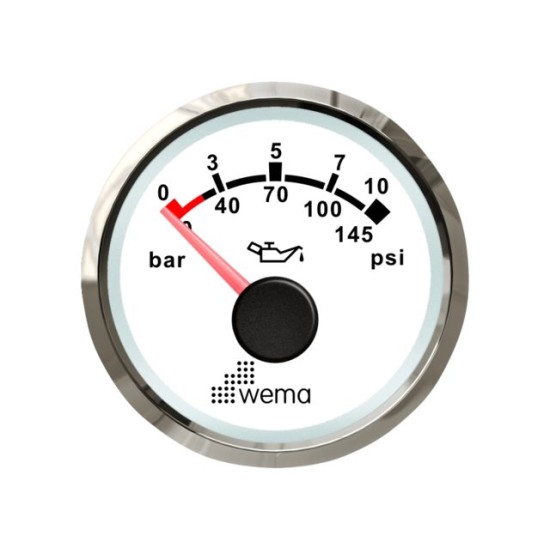 Silver serie oliedruk 10 bar meter NMEA2000 wit