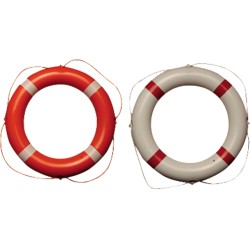 Reddingsboei pvc wit 60cm met rode strips en witte lijn