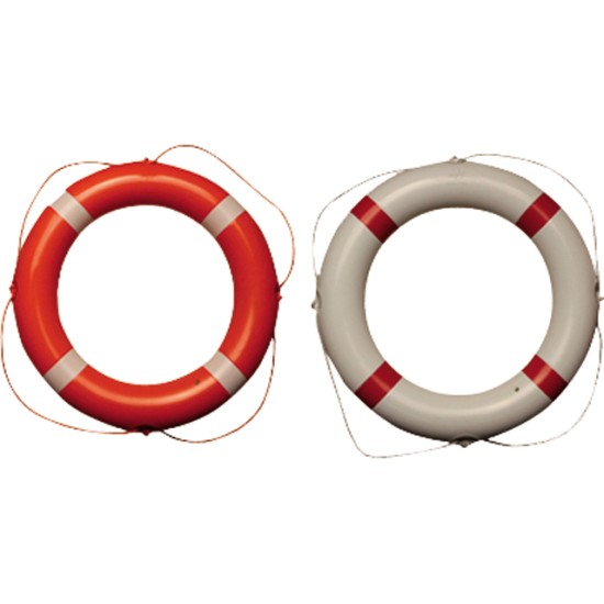 Reddingsboei pvc wit 60cm met rode strips en witte lijn Reddingsboei pvc wit 60cm met rode strips en witte lijn