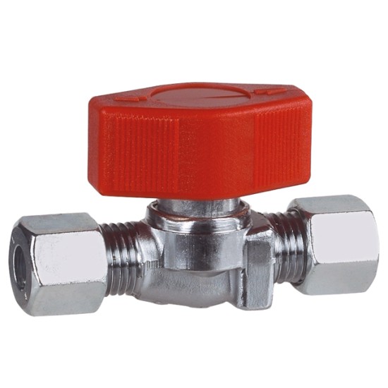 Gaskraan met 8mm knel x 8mm knel Gaskraan met 8mm knel x 8mm knel