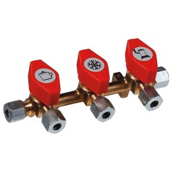 Gaskraan dubbel met 8mm knel x 8mm knel
