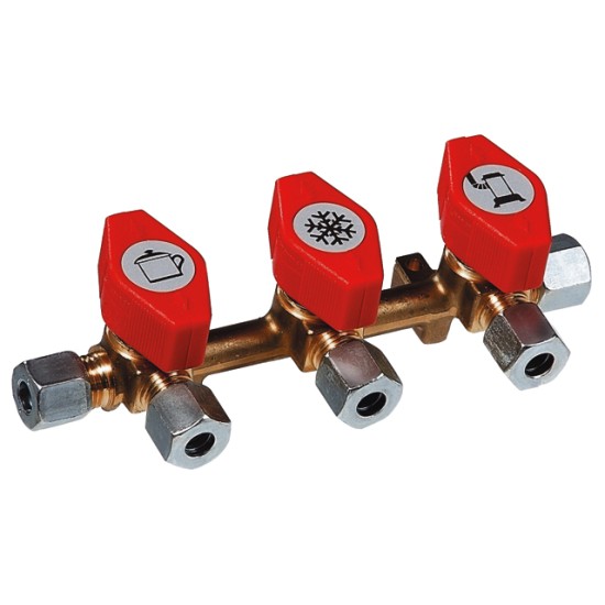 Gaskraan dubbel met 8mm knel x 8mm knel