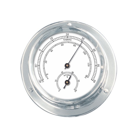 Thermo-hygrometer verchroomd 110-84mm Thermo-hygrometer verchroomd 110-84mm