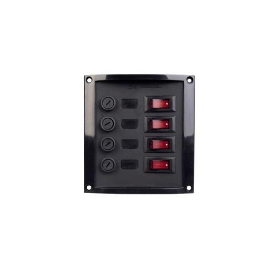 Schakelpaneel verticaal 4 zekeringen zwart