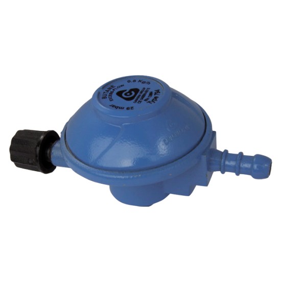 Gasdrukregelaar campinggas 30mbar met 8mm slangpilaar Gasdrukregelaar campinggas 30mbar met 8mm slangpilaar