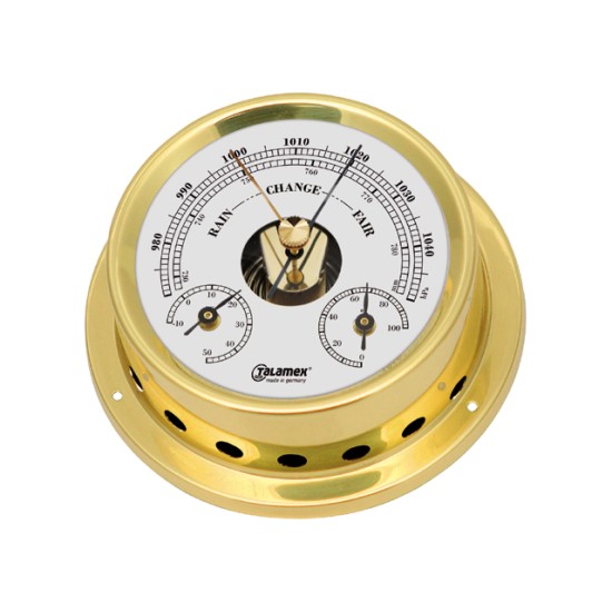 Baro--thermo--hygrometer messing 125-100mm Baro--thermo--hygrometer messing 125-100mm